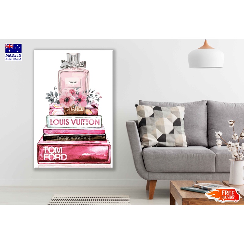 Perfume Bottle, Flowers & Fashion Books Watercolor Painting Print 100% Australian Made