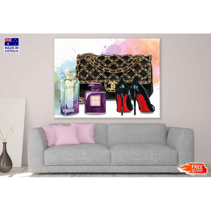 Perfume Shoes & Purse Watercolor Painting Print 100% Australian Made