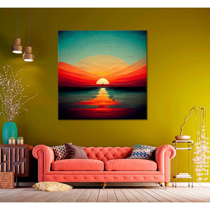 Square Canvas Sunset Sky Beach Oil Painting High Quality Print 100% Australian Made