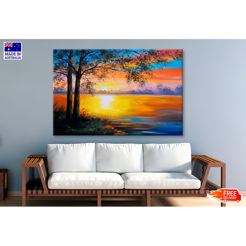 Tree Near The Lake Oil Painting Wall Art Limited Edition High Quality Print