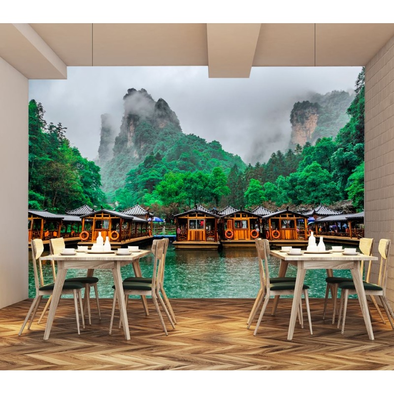 Wallpaper Murals Peel and Stick Removable Boats on Baofeng Lake in China High Quality