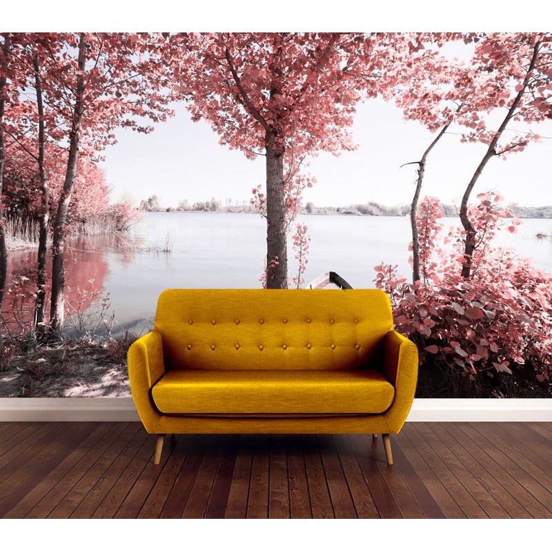 Wallpaper Murals Peel and Stick Removable Forest Near Lake Photograph High Quality