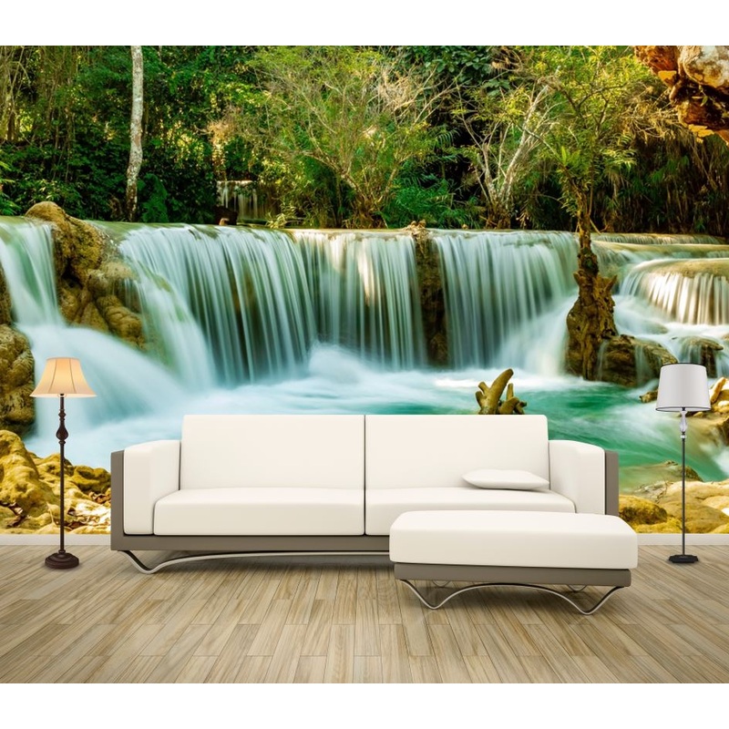 Wallpaper Murals Peel and Stick Removable Kuang Si Waterfall in Laos High Quality