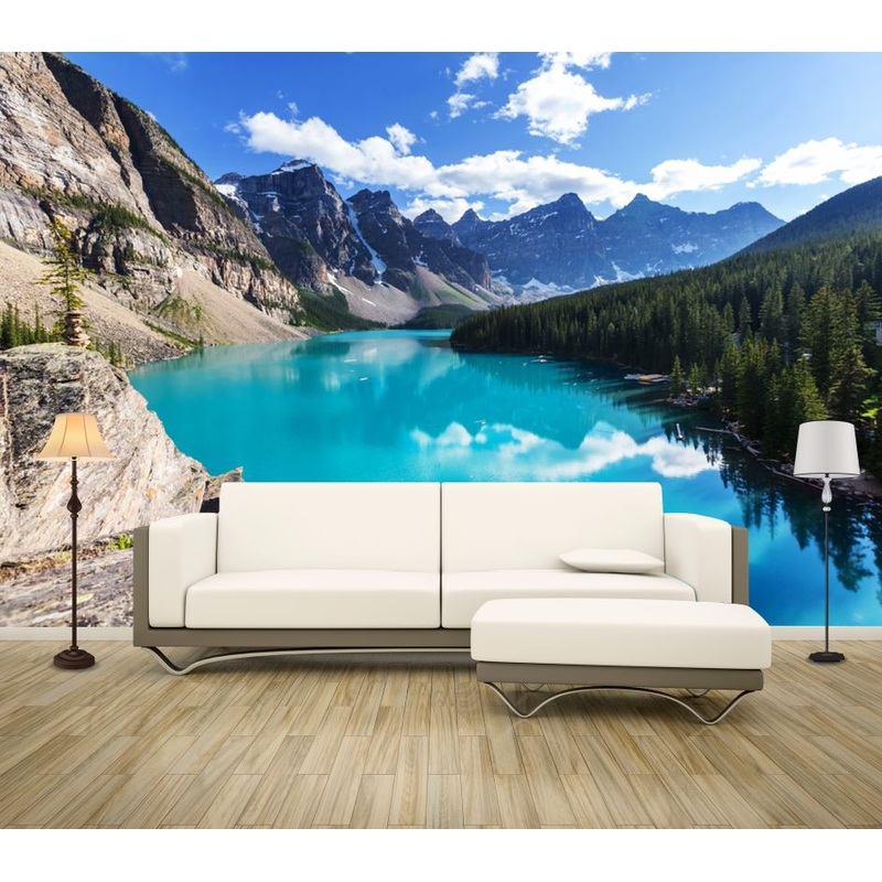 Wallpaper Murals Peel and Stick Removable Moraine Lake with Snow-covered Peaks Canada High Quality