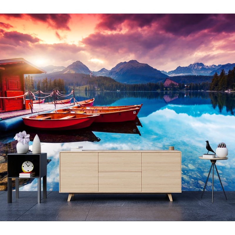 Wallpaper Murals Peel and Stick Removable Mountain Lake in National Park High Tatra High Quality