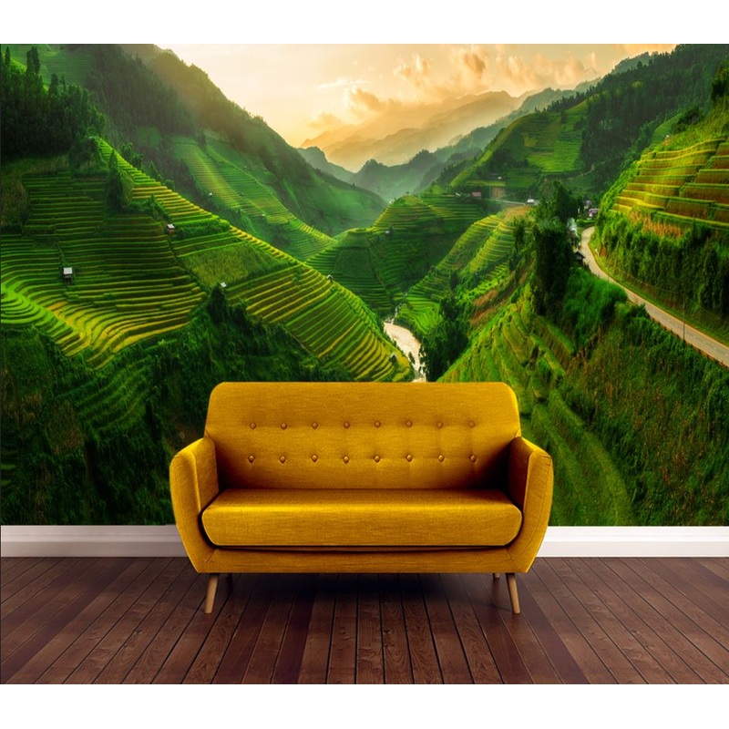 Wallpaper Murals Peel and Stick Removable Mu Cang Chai Rice Field Landscape in Vietnam High Quality