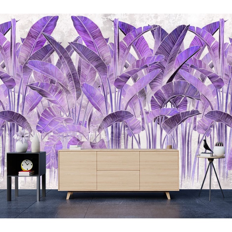 Wallpaper Murals Peel and Stick Removable Purple Banana Trees Design High Quality