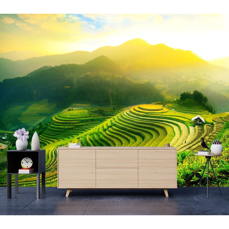 Wallpaper Murals Peel and Stick Removable Rice Fields on Terraced of Mu Cang Chai in Vietnam High Quality