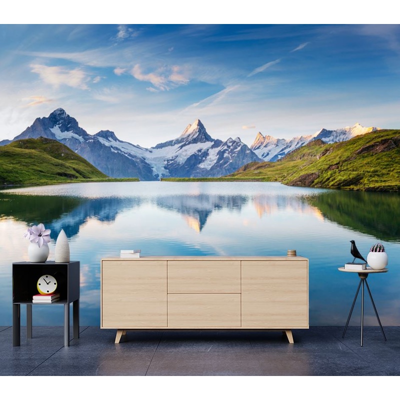Wallpaper Murals Peel and Stick Removable Snow Capped Mountain View High Quality