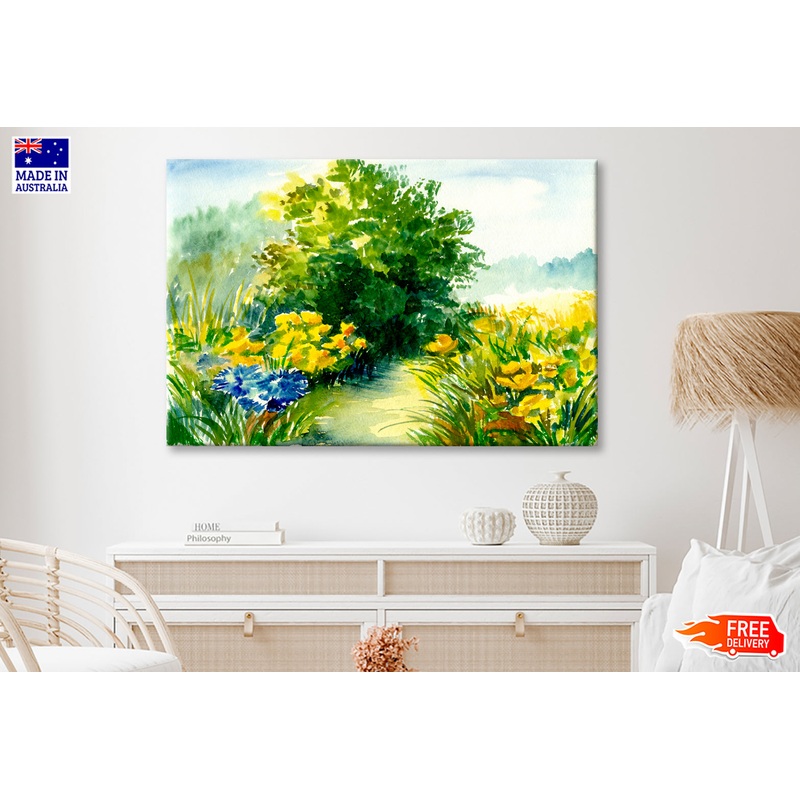 Watercolor Flower Garden Landscape Oil Painting Wall Art Limited Edition High Quality Print