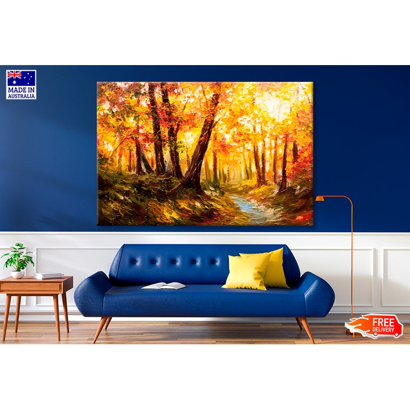 Autumn Forest Near The River Oil Painting Wall Art Limited Edition High Quality Print