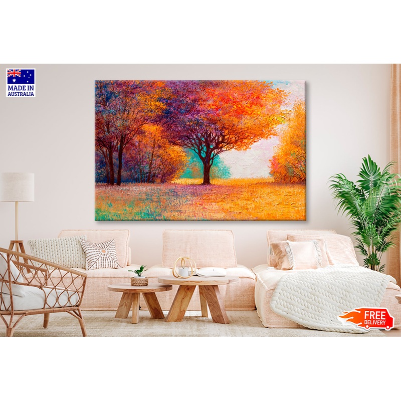 Autumn Forest, Orange Leaves Oil Painting Wall Art Limited Edition High Quality Print