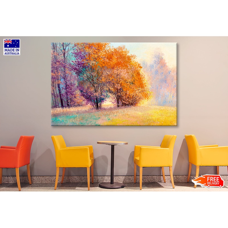 Autumn Forest With Orange Leaves Trees Oil Painting Wall Art Limited Edition High Quality Print