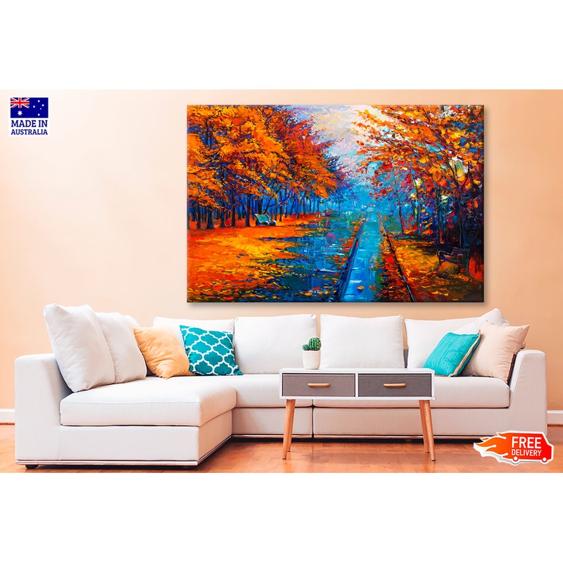 Autumn Landscape With Forest Road Oil Painting Wall Art Limited Edition High Quality Print