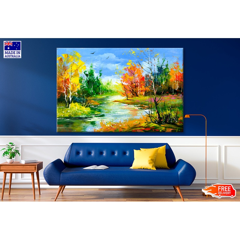 Autumn With The Wood River Oil Painting Wall Art Limited Edition High Quality Print