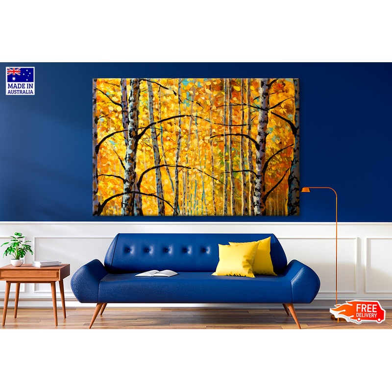 Beautiful Fragments of Birch Trees Oil Painting Wall Art Limited Edition High Quality Print