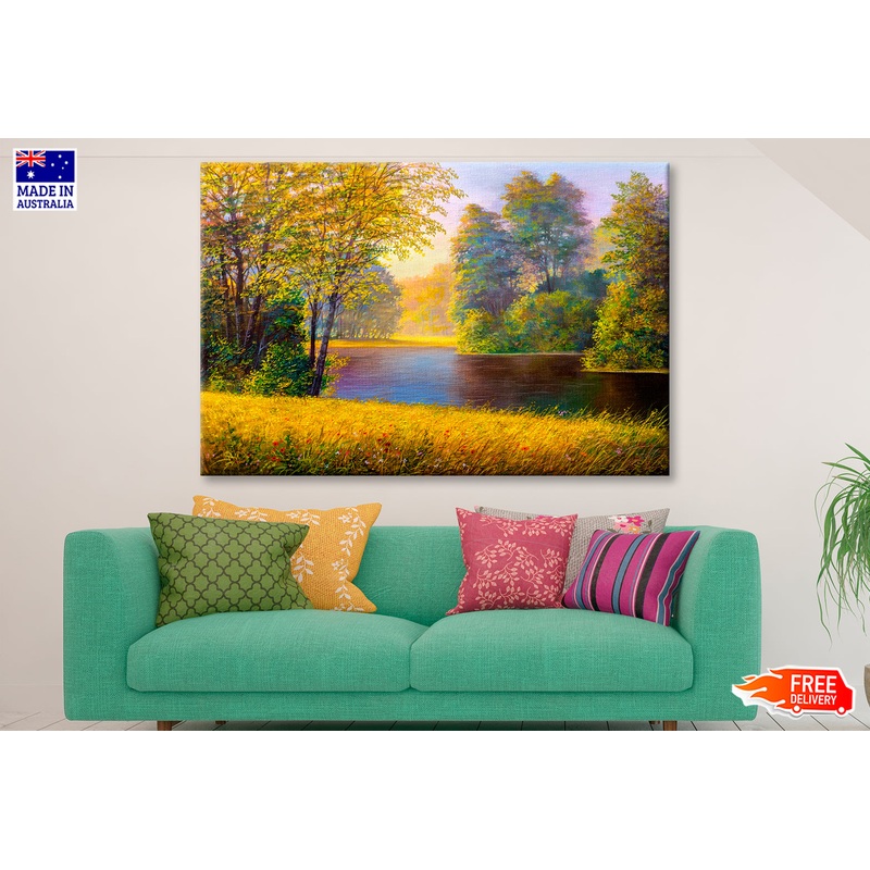 Beautiful Summer Forest With River Oil Painting Limited Edition High Quality Print