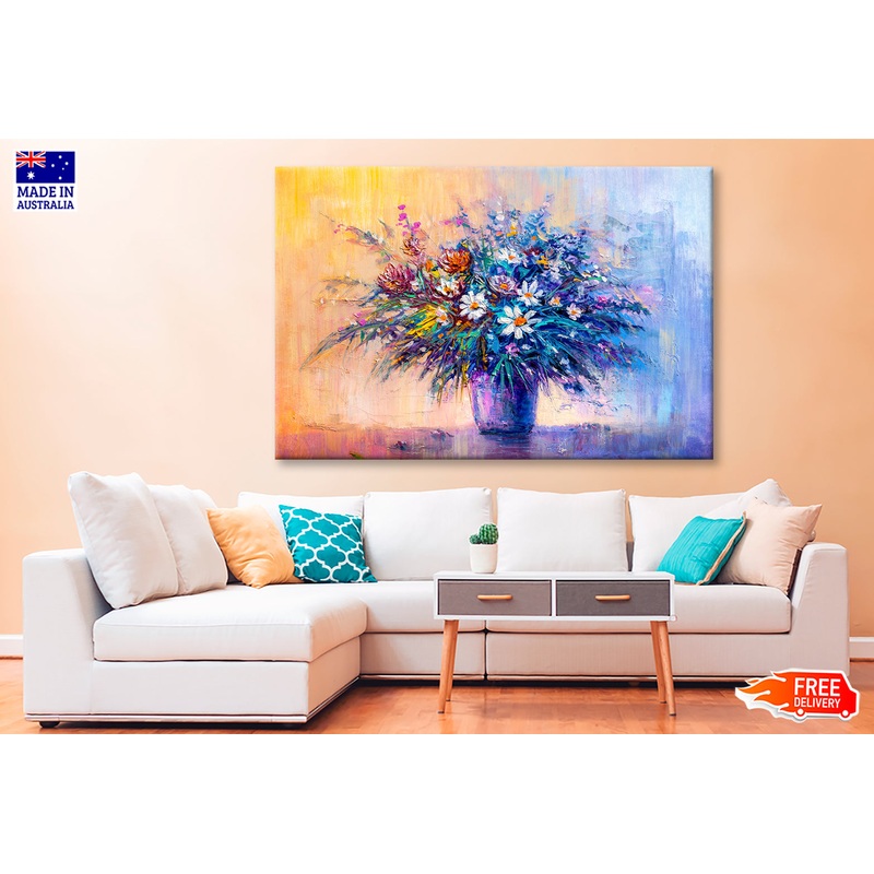 Bouquet Flowers in Vase Oil Painting Wall Art Limited Edition High Quality Print