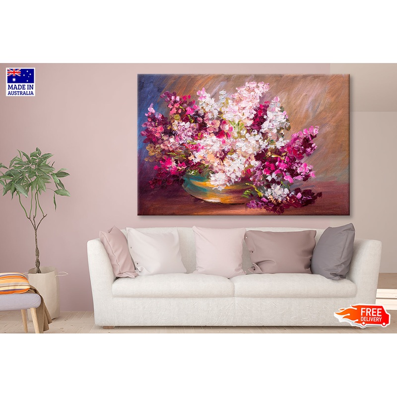 Bouquet Of Lilac & Colorful Still Life Oil Painting Wall Art Limited Edition High Quality Print