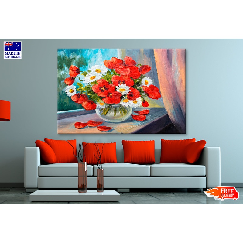 Bouquet of Poppies Oil Painting Wall Art Limited Edition High Quality Print