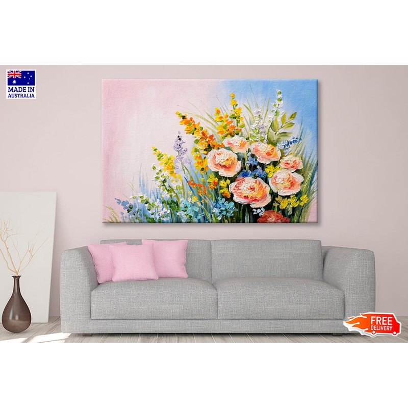 Bouquet Of Summer Flowers Oil Painting Wall Art Limited Edition High Quality Print