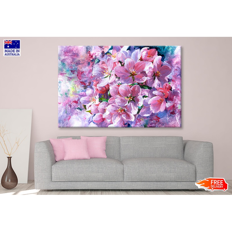 Branch Of Pink Flowers Oil Painting Wall Art Limited Edition High Quality Print
