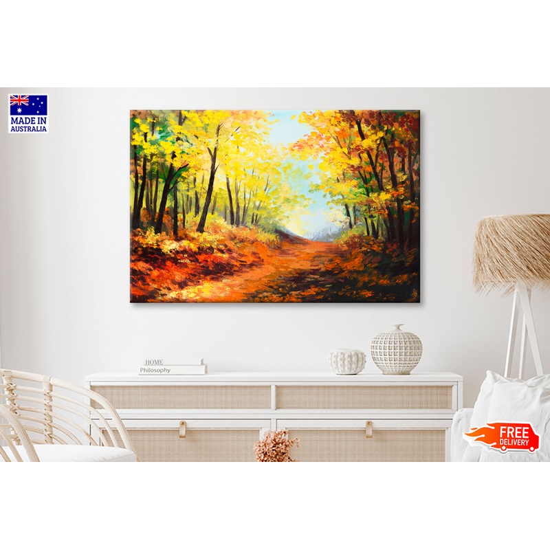 Brown Colorful Autumn Forest Oil Painting Limited Edition High Quality Print