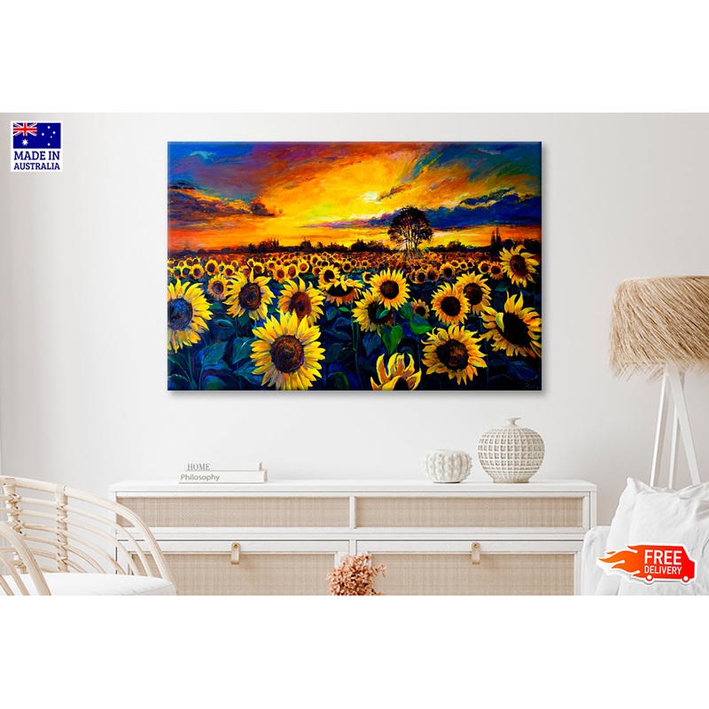 Sunflower Field Oil Painting Wall Art Limited Edition High Quality Print