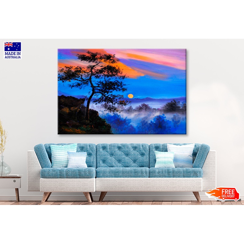Tree On The Mountain Forest Oil Painting Wall Art Limited Edition High Quality Print