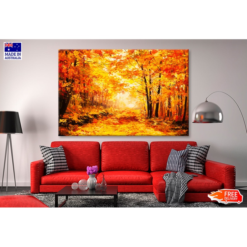 Yellow Brown Colorful Autumn Forest Oil Painting Limited Edition High Quality Print