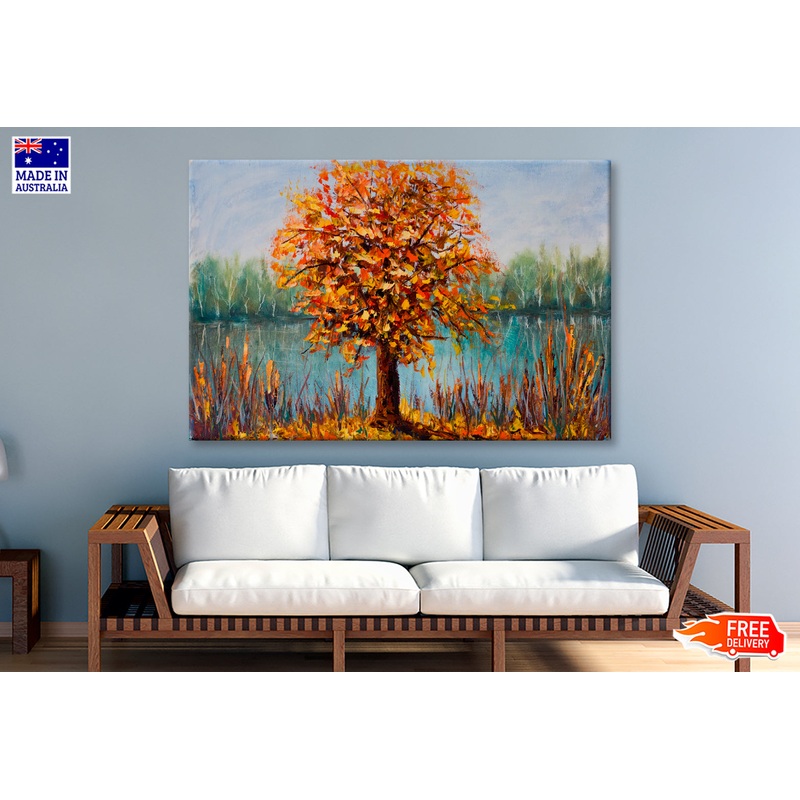 Yellow Leaves, The Reflection Of Trees Oil Painting Wall Art Limited Edition High Quality Print
