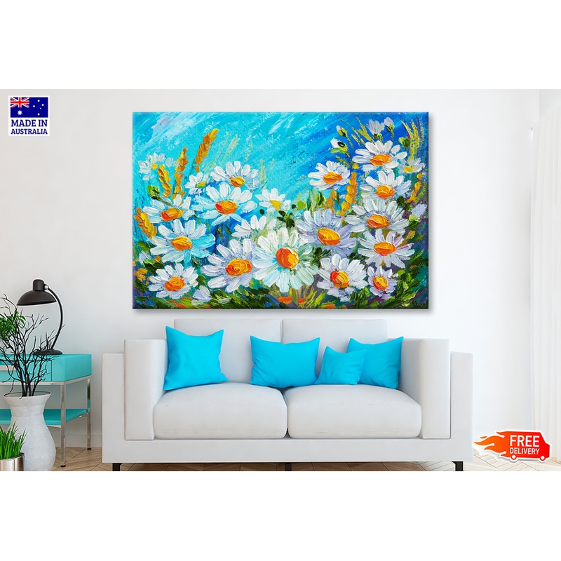 Abstract Bouquet Of Chamomile Oil Painting Wall Art Limited Edition High Quality Print