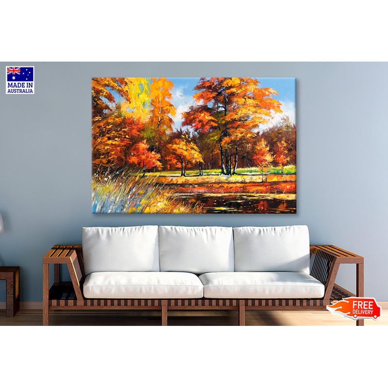 Autumn On The Bank Of The River Oil Painting Wall Art Limited Edition High Quality Print