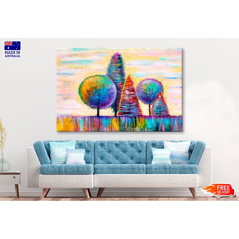 Autumn Shape Trees Oil Painting Wall Art Limited Edition High Quality Print