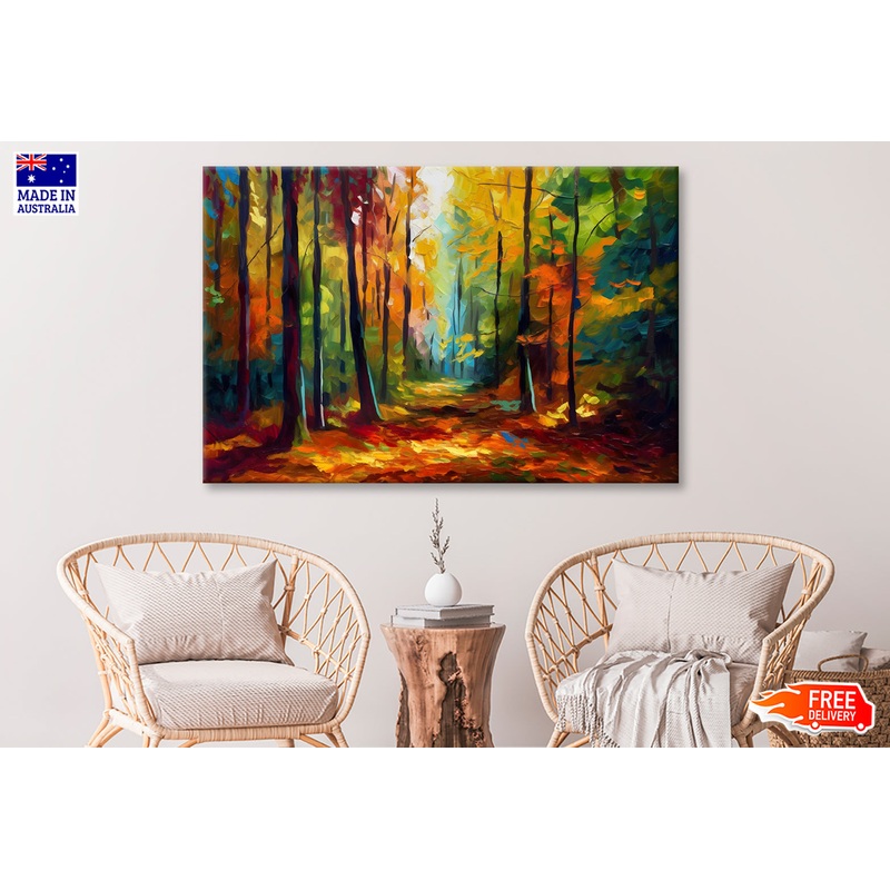 Autumn Tree Forest Path Oil Painting Wall Art Limited Edition High Quality Print