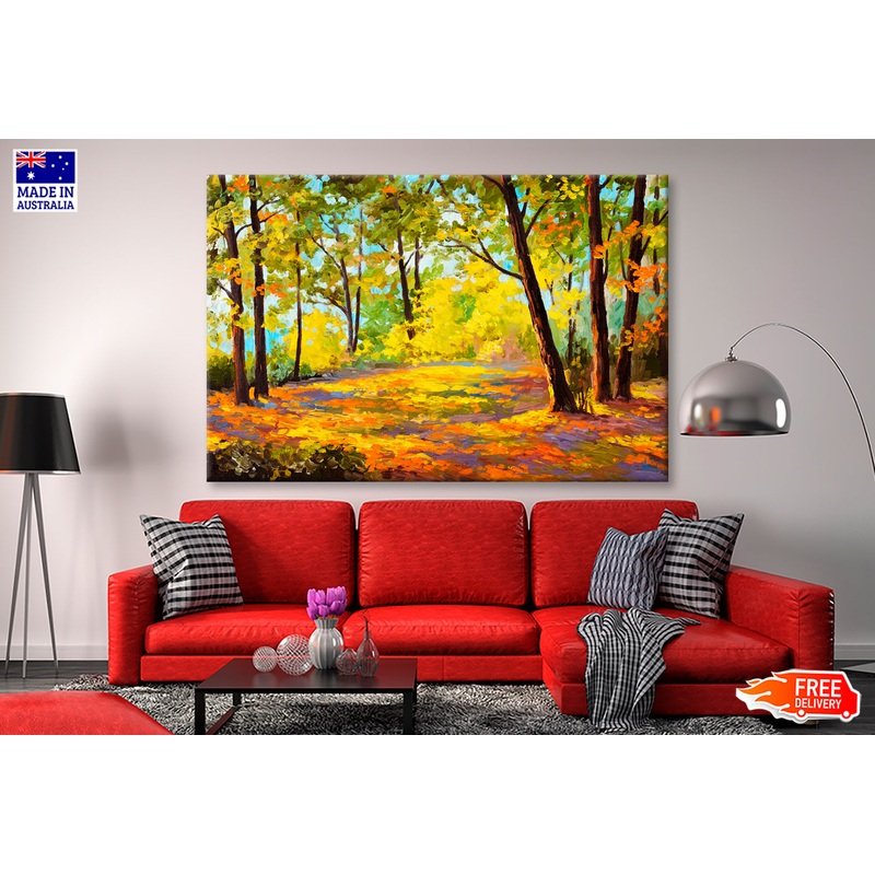 Autumn Yellow Forest Oil Painting Wall Art Limited Edition High Quality Print