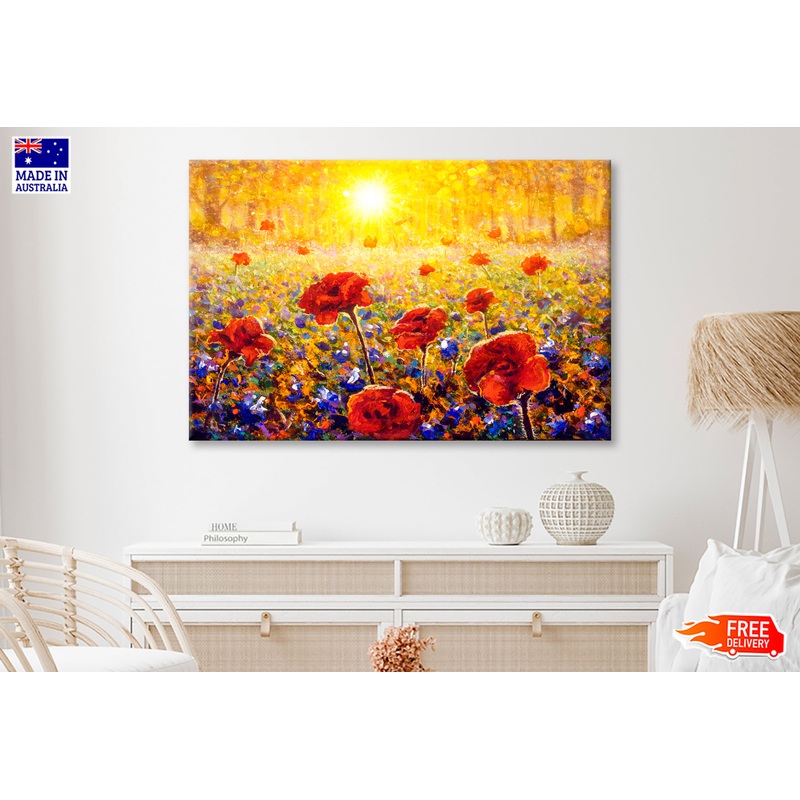 Beautiful Field Flowers Oil Painting Wall Art Limited Edition High Quality Print
