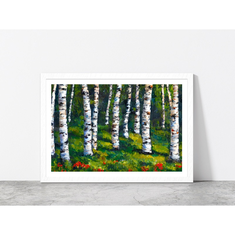 Birch Forest In Spring Glass Framed Wall Art, Ready to Hang Quality Print