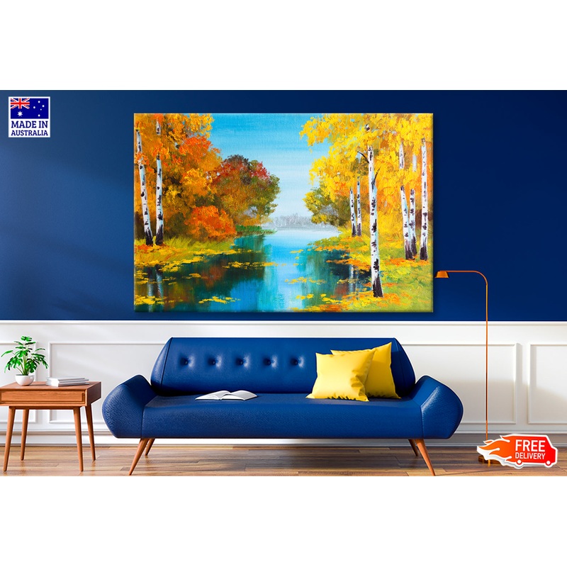 Birch Forest Near The River Oil Painting Wall Art Limited Edition High Quality Print