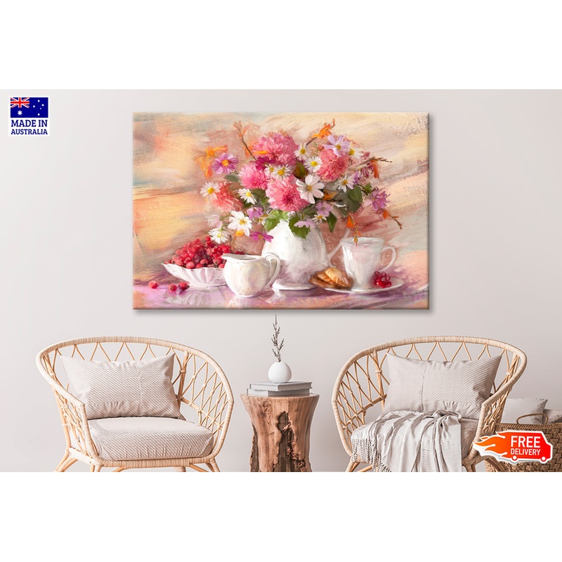 Bouquet Of Flowers Autumn In A Vase Oil Painting Wall Art Limited Edition High Quality Print