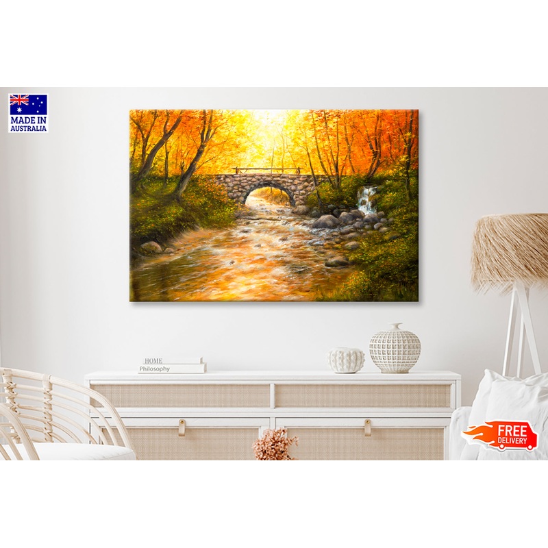 Bridge and River Oil Painting Wall Art Limited Edition High Quality Print