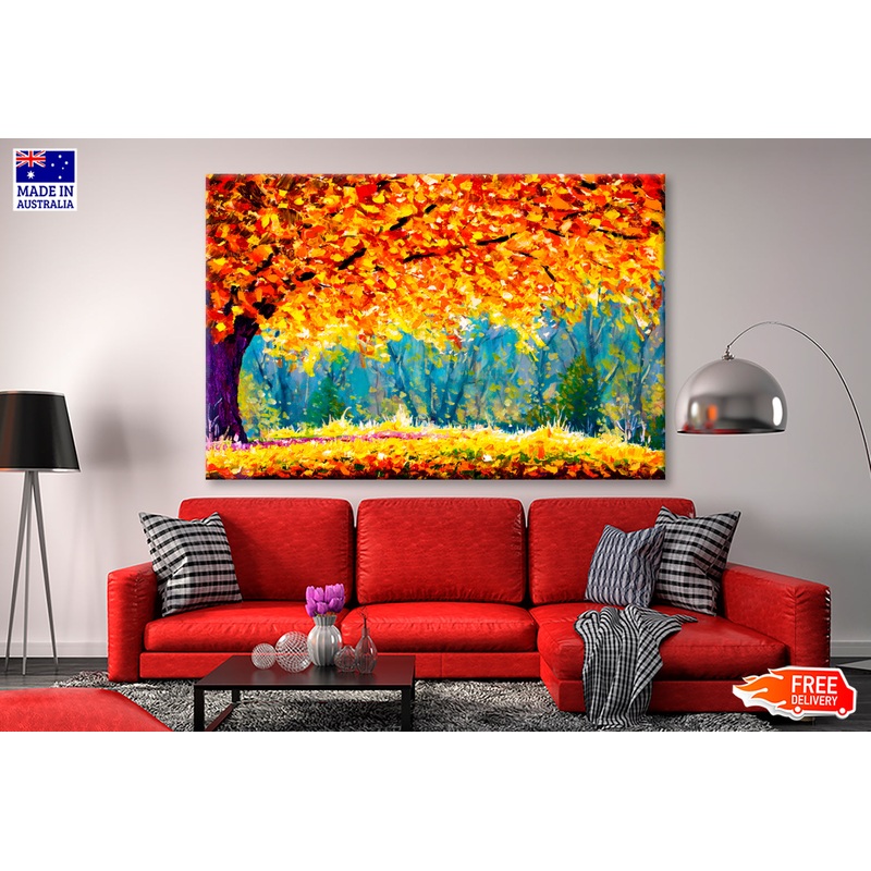 Sunny Autumn Meadow Oil Painting Wall Art Limited Edition High Quality Print