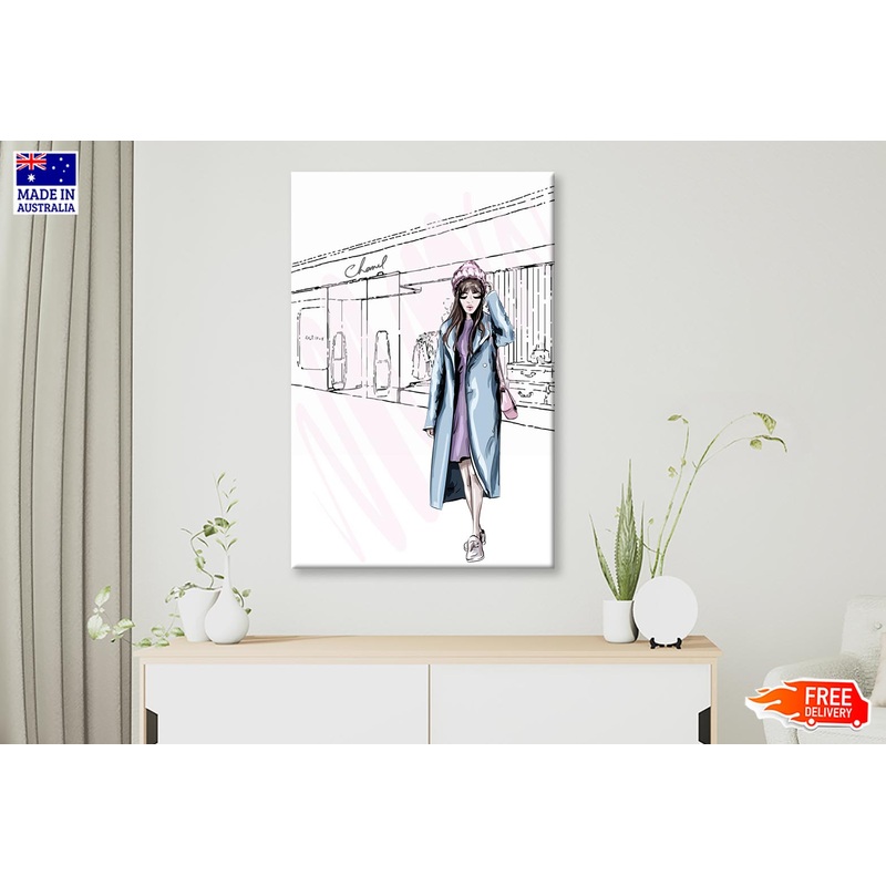 Blue Colored Girl Fashion Store Wall Art Limited Edition High Quality Print