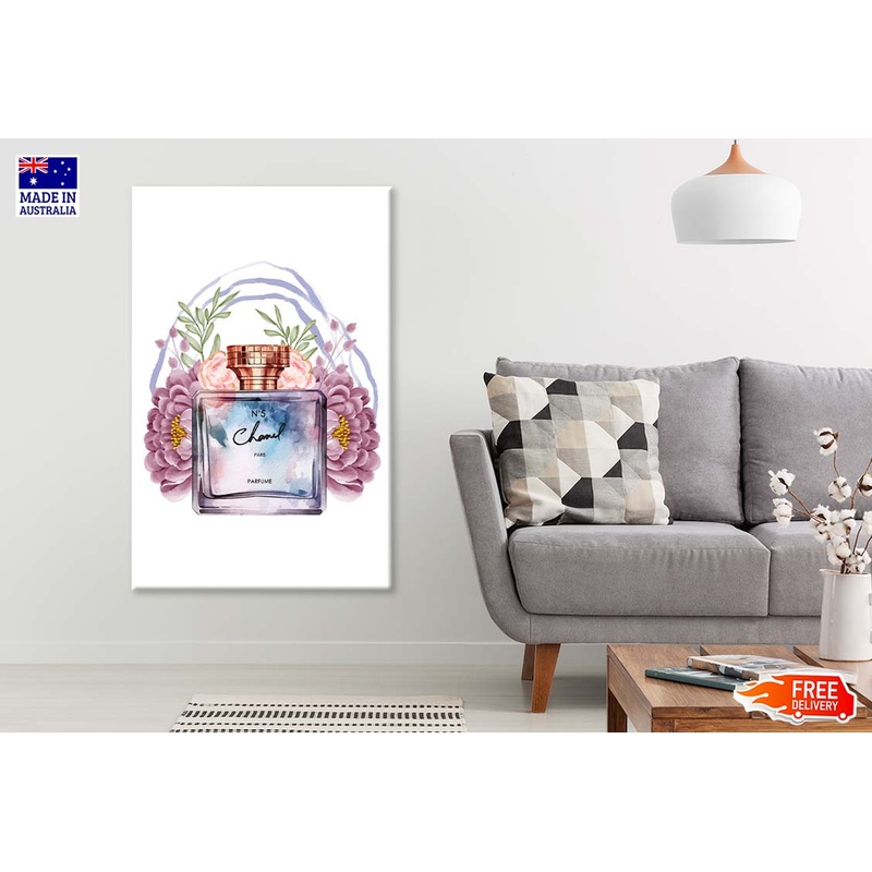 Blue Purple Perfume with Red Flowers Print 100% Australian Made