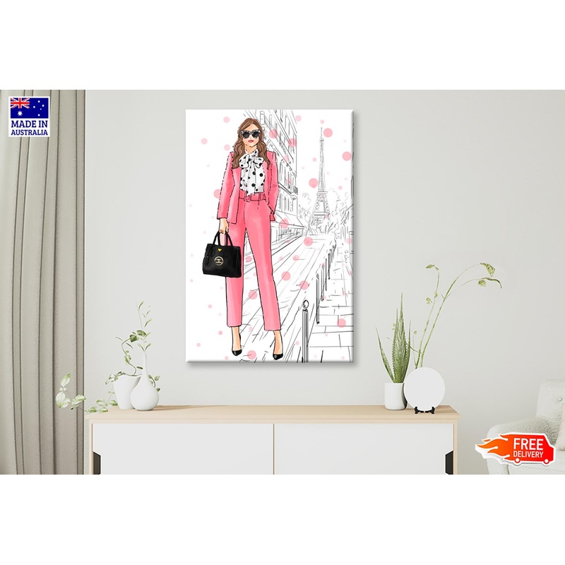Stylish Boss Lady And Her Handbag Wall Art Limited Edition High Quality Print