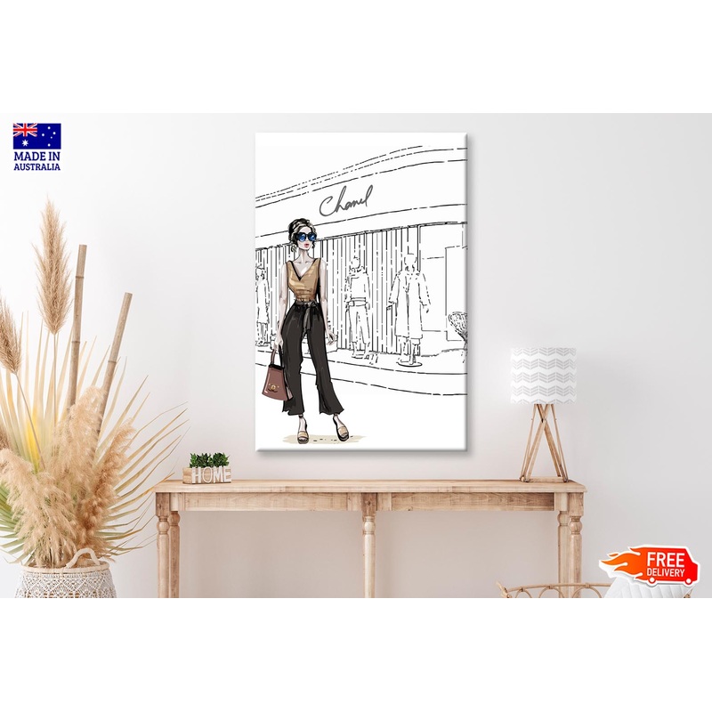 Stylish Girl with Fashion Store Wall Art Limited Edition High Quality Print