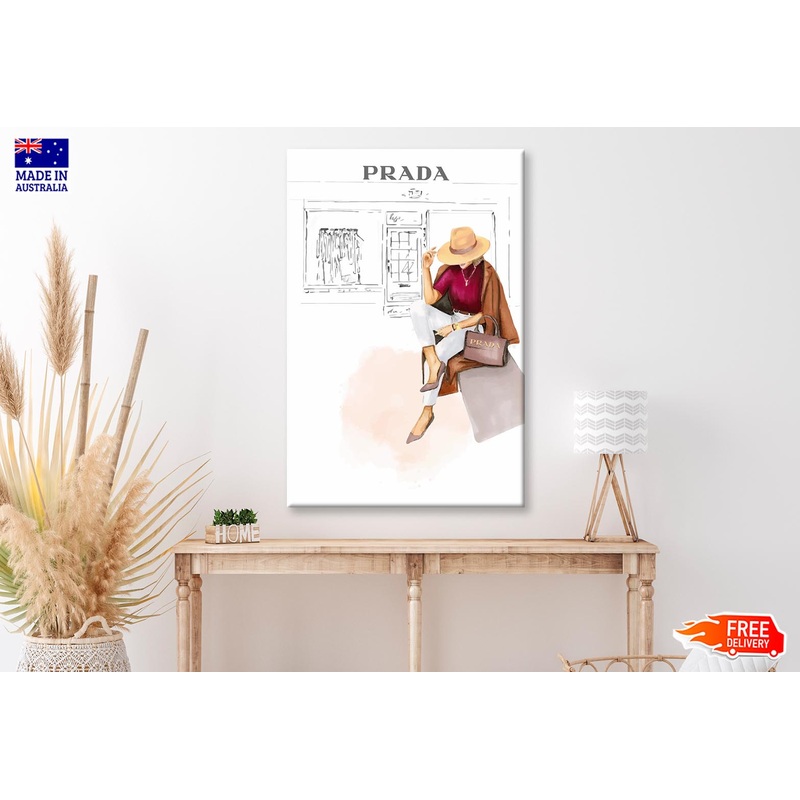 Stylish Girl with Hat Fashion Art Wall Art Limited Edition High Quality Print