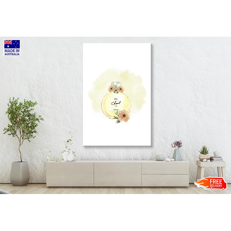 Yellow Perfume with Flowers Wall Art Limited Edition High Quality Print