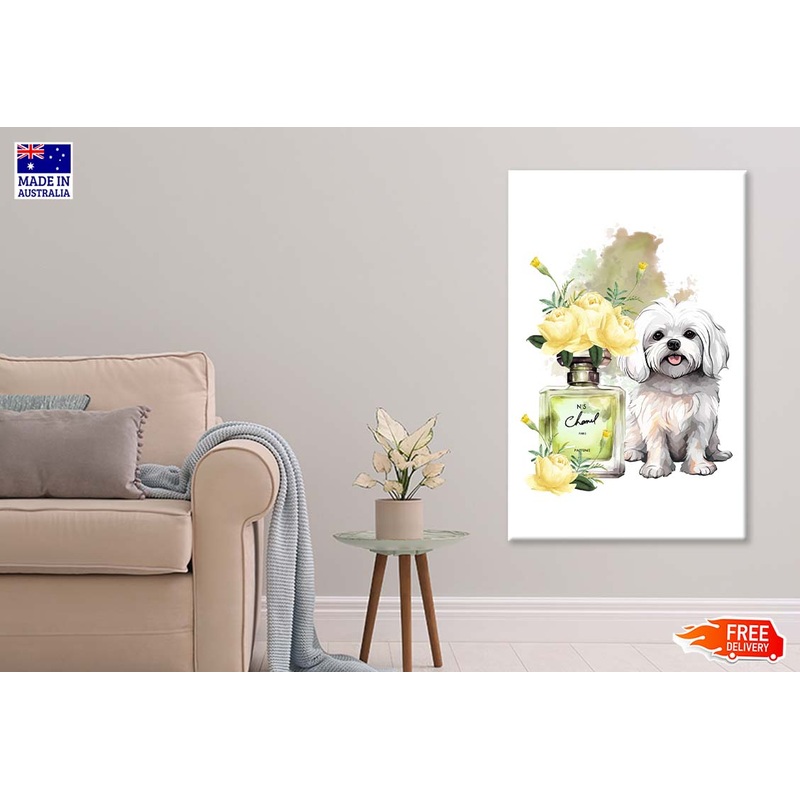 Yellow Perfume with Maltese Dog Print 100% Australian Made