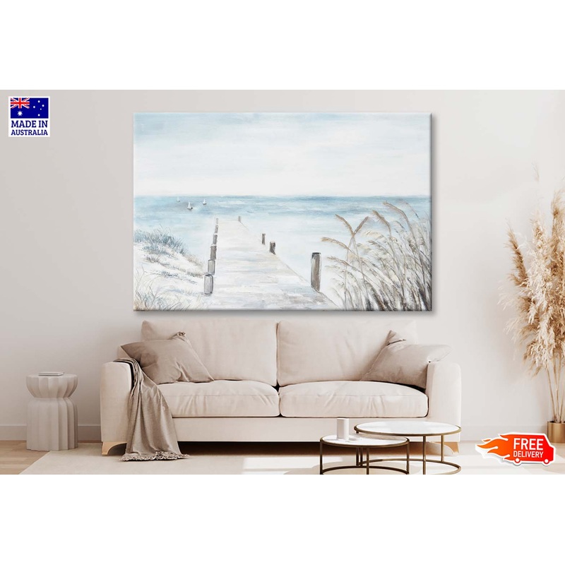 A Seaside Pier, Scenery, Painting Wall Art Limited Edition High Quality Print